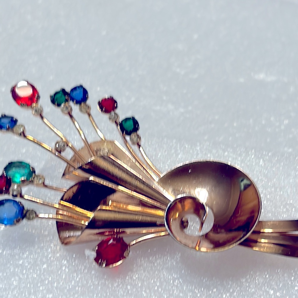 1940s coro craft sterling silver vermeil  large brooch
